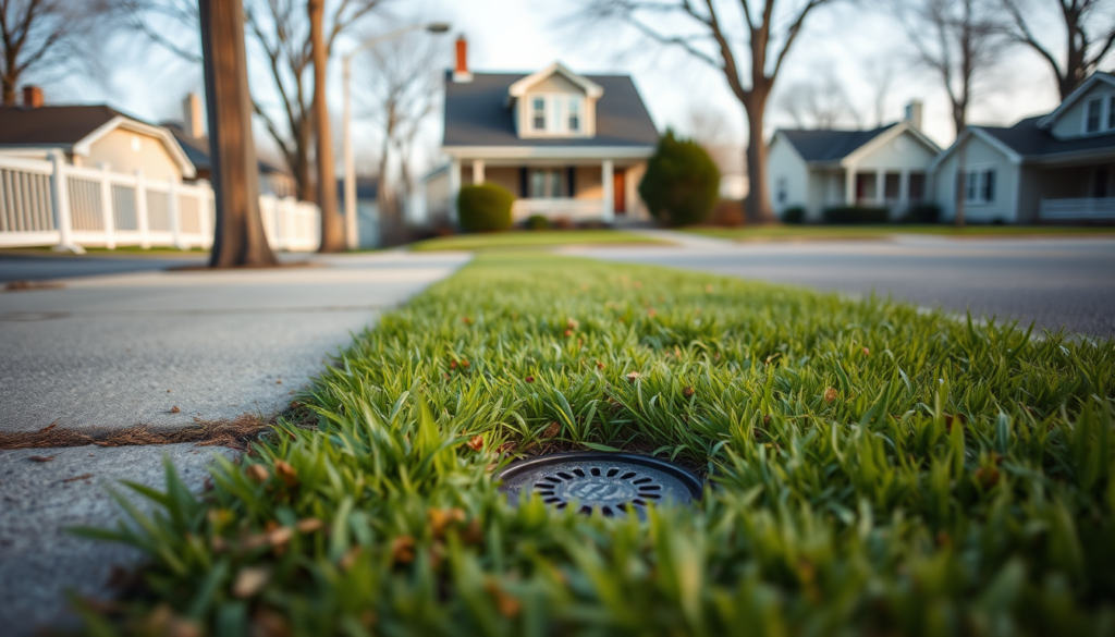 Cleanout in the parkway strip marking the split in Sewer Lateral Responsibility between owner and city